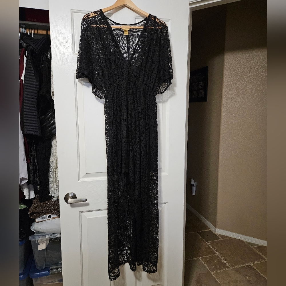 H&M Black Dolman Sleeve V-Neck Gown